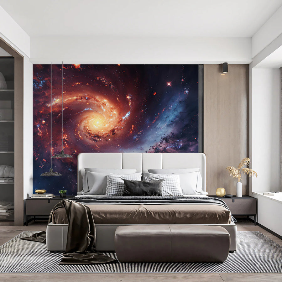 Spiral Galaxy Nebula Mural Wallpaper — Vibrant Cosmic Wall Art Mural Wallpaper