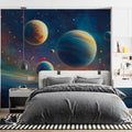 Cosmic Planetary Alignment Mural Wallpaper — Vivid Space Panorama Mural Wallpaper - pure wallpaper artwork