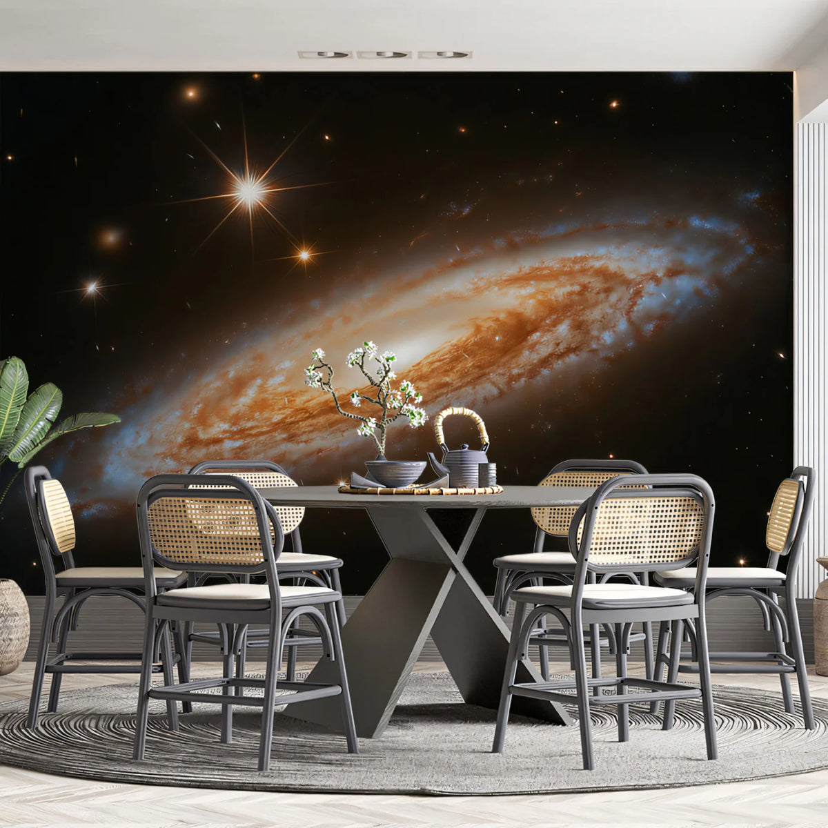 Edge-On Spiral Galaxy Mural Wallpaper — Cosmic Starlight Design Mural Wallpaper - pure wallpaper artwork