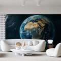 Full Earth View Mural Wallpaper — Celestial Satellite Globe Design Mural Wallpaper - pure wallpaper artwork