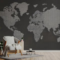 Halftone World Map Mural Wallpaper — Modern Graphic Cartography Mural Wallpaper - pure wallpaper artwork