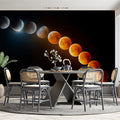 Lunar Eclipse Progression Mural Wallpaper Full Color Shift, Time-Lapse Celestial Event, Dark Background Mural Wallpaper - pure wallpaper artwork