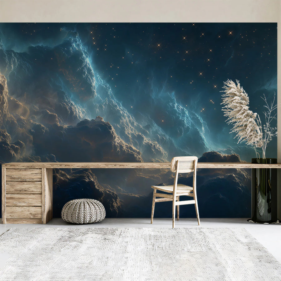 Cosmic Nebula Clouds Mural Wallpaper — Dramatic Celestial View Mural Wallpaper