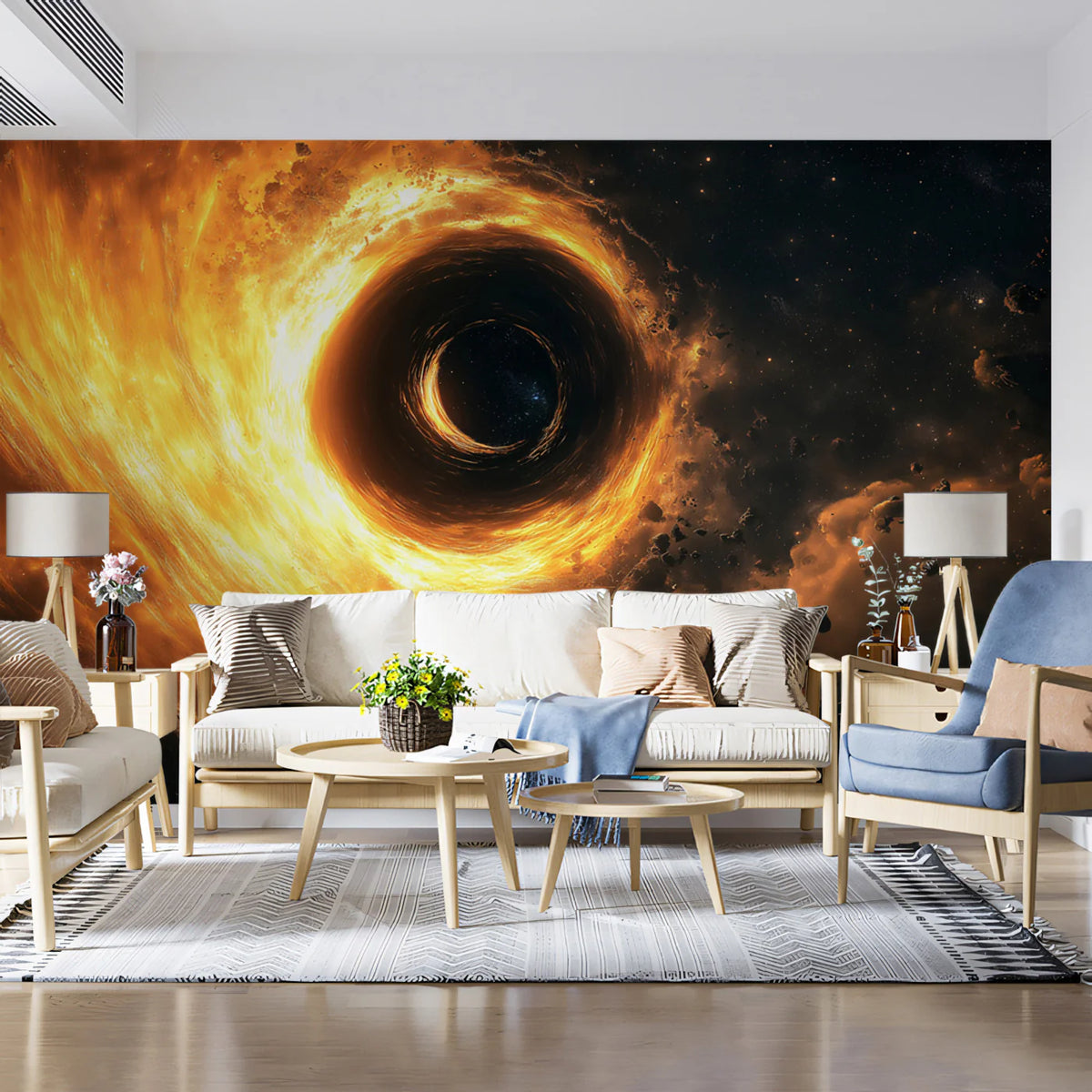 Cosmic Black Hole Vortex Mural Wallpaper — Deep Space Energy Mural Wallpaper - pure wallpaper artwork