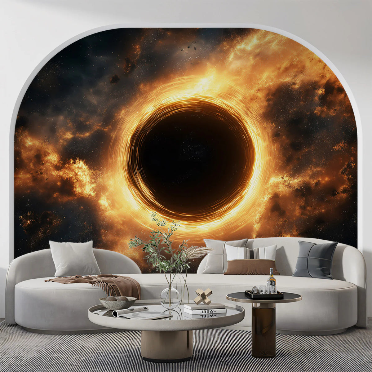 Cosmic Event Horizon Mural Wallpaper — Glowing Nebula Accretion Ring Mural Wallpaper - pure wallpaper artwork