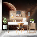 Cosmic Mars Landscape Mural Wallpaper — Deep Terracotta Space Scene Mural Wallpaper - pure wallpaper artwork