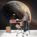 Cosmic Night City Planet Mural Wallpaper — Cinematic Orbit View Mural Wallpaper - pure wallpaper artwork