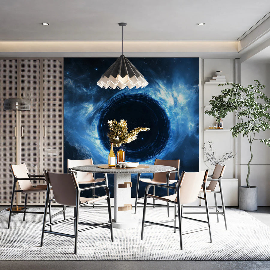 Cosmic Event Horizon Mural Wallpaper — Deep Space Blue Mural Wallpaper