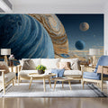Gas Giant Fiber Art Mural Wallpaper — Textured Cosmic Landscape Mural Wallpaper - pure wallpaper artwork