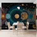 Celestial Mandala Mural Wallpaper — Intricate Cosmic Geometry Mural Wallpaper - pure wallpaper artwork