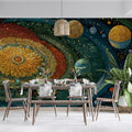 Cosmic Mandala Mural Wallpaper — Floral Celestial Art in Vibrant Hues Mural Wallpaper - pure wallpaper artwork