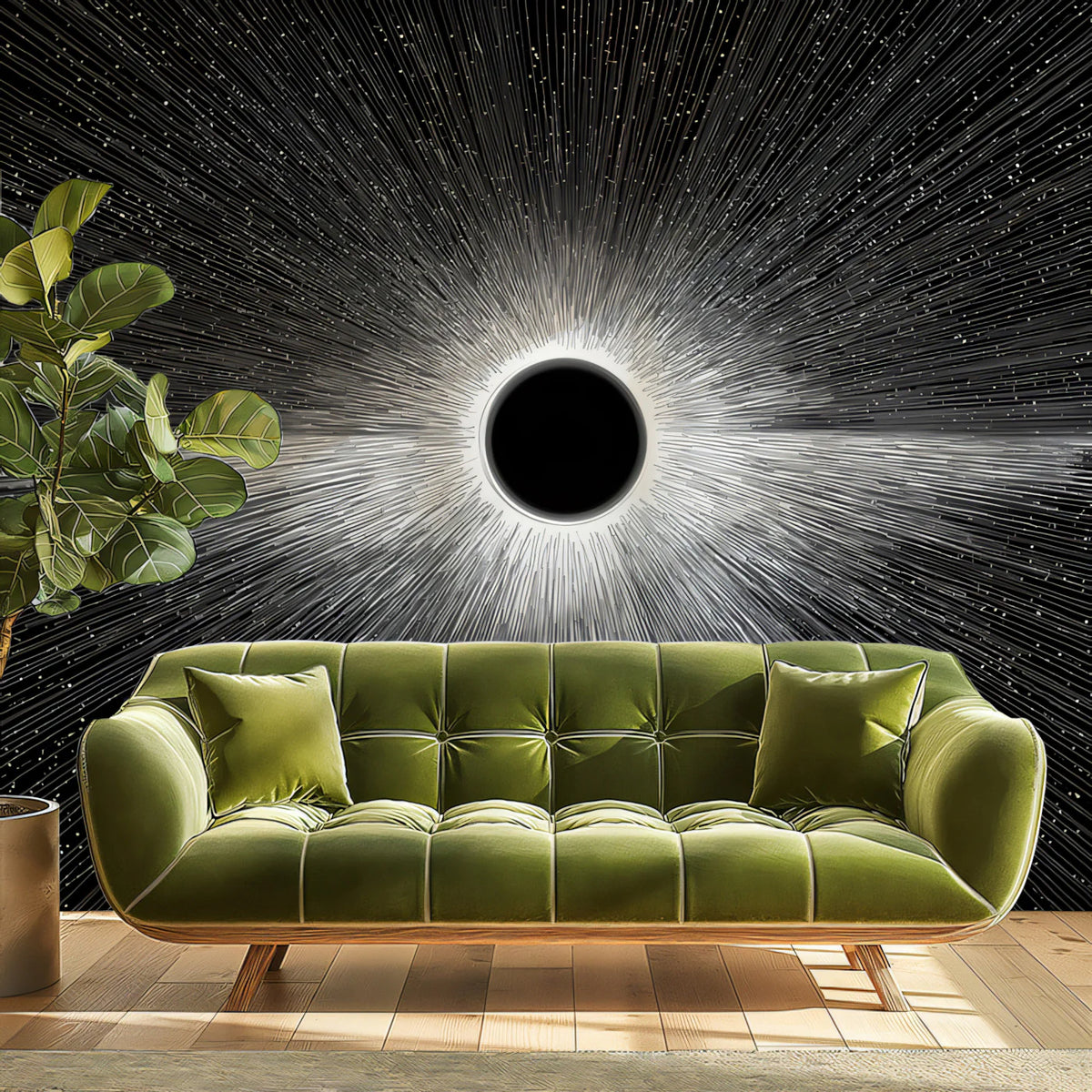 Stellar Black Hole Mural Wallpaper — High Contrast Cosmic Art Mural Wallpaper - pure wallpaper artwork