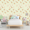 Minimalist Reindeer and Candy Cane Mural Wallpaper - pure wallpaper artwork