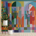 Cubist Holiday Abstract Mural Wallpaper — Modern Color Block Mural Wallpaper - pure wallpaper artwork