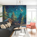 Nativity Oil Painting Mural Wallpaper — Expressive Winter Forest Mural Wallpaper - pure wallpaper artwork