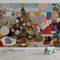 Abstract Festive Geometric Mural Wallpaper — Playful Seasonal Art Mural Wallpaper - pure wallpaper artwork