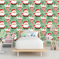 Santa and Candy Cane Christmas Mural Wallpaper — Festive Green Mural Wallpaper - pure wallpaper artwork