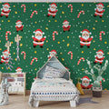 Jolly Santa and Candy Cane Pattern Mural Wallpaper - pure wallpaper artwork
