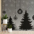 Winter Forest and Ornament Mural Wallpaper — Modern Graphic Design Mural Wallpaper - pure wallpaper artwork