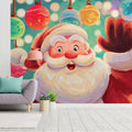 Cheerful Santa Portrait Mural Wallpaper — Festive Holiday Art Mural Wallpaper - pure wallpaper artwork