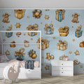 Vintage Toy and Gift Mural Wallpaper —Nostalgic Holiday Art Mural Wallpaper - pure wallpaper artwork