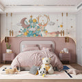 Watercolor Deer and Festive Tree Mural Wallpaper Whimsical Art Mural Wallpaper - pure wallpaper artwork