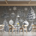 Vintage Christmas Tree Sketch Mural Wallpaper — Hand-Drawn Holiday Mural Wallpaper - pure wallpaper artwork