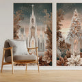 Gothic Poinsettia Triptych Mural Wallpaper — Antique Sepia Finish Mural Wallpaper - pure wallpaper artwork
