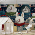 Cozy Holiday Critters Mural Wallpaper — Whimsical Festive Pattern Mural Wallpaper - pure wallpaper artwork