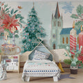 Winter Storybook Holiday Floral Mural Wallpaper - pure wallpaper artwork