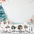 Watercolor Winter Village Mural Wallpaper — Festive Holiday Charm Mural Wallpaper - pure wallpaper artwork
