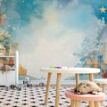 Watercolor Winter Scene Mural Wallpaper — Soft Seasonal Charm Mural Wallpaper - pure wallpaper artwork