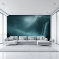 Misty Mountain Waterfall Mural Wallpaper — Cinematic Dark Landscape Mural Wallpaper - pure wallpaper artwork
