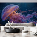Luminous Jellyfish Deep Sea Mural Wallpaper — Ethereal Ocean Art Mural Wallpaper - pure wallpaper artwork