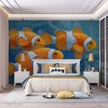 Impasto Clownfish Mural Wallpaper — Artistic Aquatic Theme Mural Wallpaper - pure wallpaper artwork