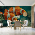 Clownfish and Sea Anemone Mural Wallpaper — Oil Painting Style Mural Wallpaper - pure wallpaper artwork