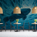 Deep Sea Vortex Mural Wallpaper — Moody Blue Ocean Illustration Mural Wallpaper - pure wallpaper artwork