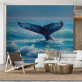Humpback Whale Tail Mural Wallpaper — Dynamic Ocean Waves Mural Wallpaper - pure wallpaper artwork