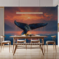 Sunset Whale Tail Mural Wallpaper — Dramatic Coastal Scene Mural Wallpaper - pure wallpaper artwork