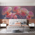 Floating Jellyfish Cluster Mural Wallpaper — Dreamy Pastel Art Mural Wallpaper - pure wallpaper artwork