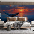 Impasto Sunset Whale Fluke Mural Wallpaper —Expressive Ocean Art Mural Wallpaper - pure wallpaper artwork