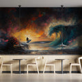 Psychedelic Sunset Wave Mural Wallpaper — Expressive Oil Painting Mural Wallpaper - pure wallpaper artwork