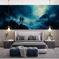 Silhouettes in Dark Water Gorge Mural Wallpaper — Abstract Oil Painting Mural Wallpaper - pure wallpaper artwork