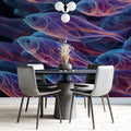 Neon School of Fish Mural Wallpaper — Abstract Bioluminescent Art Mural Wallpaper - pure wallpaper artwork