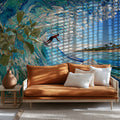 Impasto Surf Wave Mural Wallpaper — Energetic Coastal Art Mural Wallpaper - pure wallpaper artwork