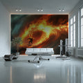 Fiery Barrel Wave Surfing Mural Wallpaper — High-Impact Action Mural Wallpaper - pure wallpaper artwork