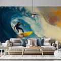 Surfing Wave Mural Wallpaper — Dynamic Impressionist Art Mural Wallpaper - pure wallpaper artwork