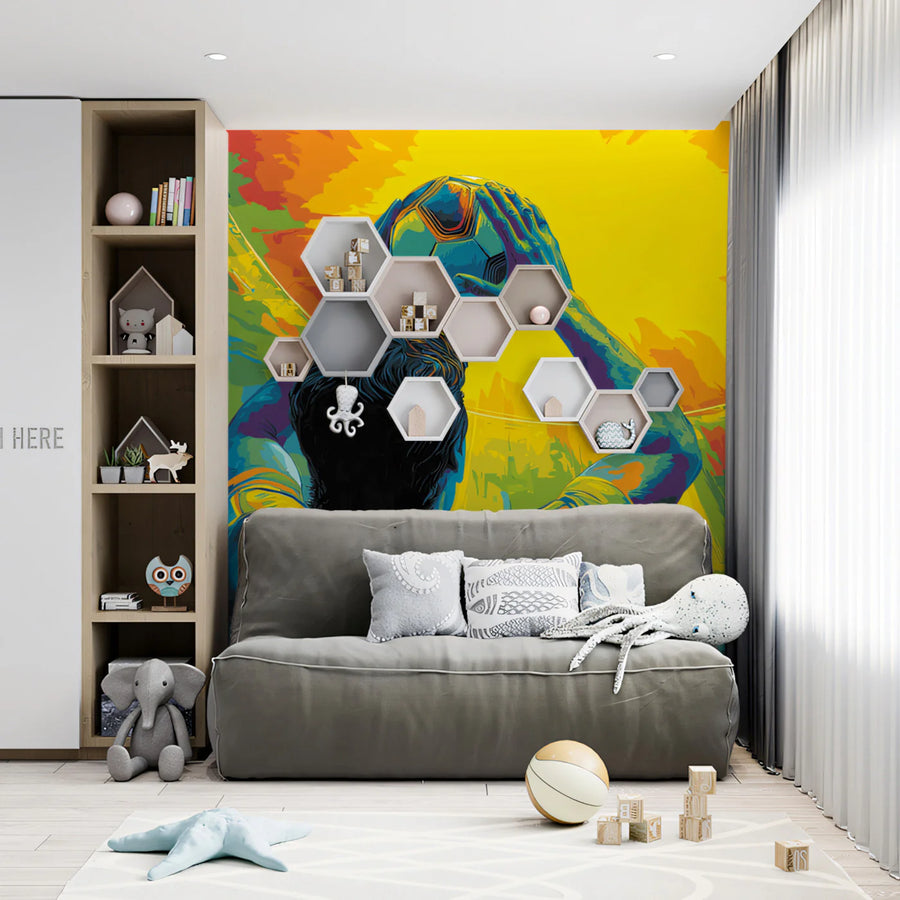 Victory Celebration Mural Wallpaper — Vibrant Pop Art Stadium Scene Mural Wallpaper
