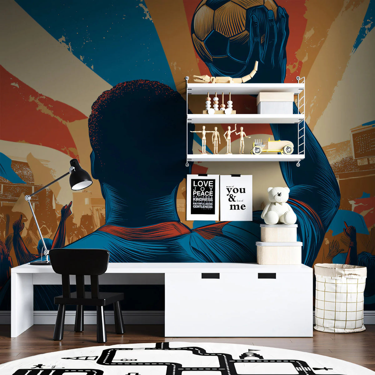 Victory Silhouette Mural Wallpaper — Retro Sports Art Motif Mural Wallpaper - pure wallpaper artwork