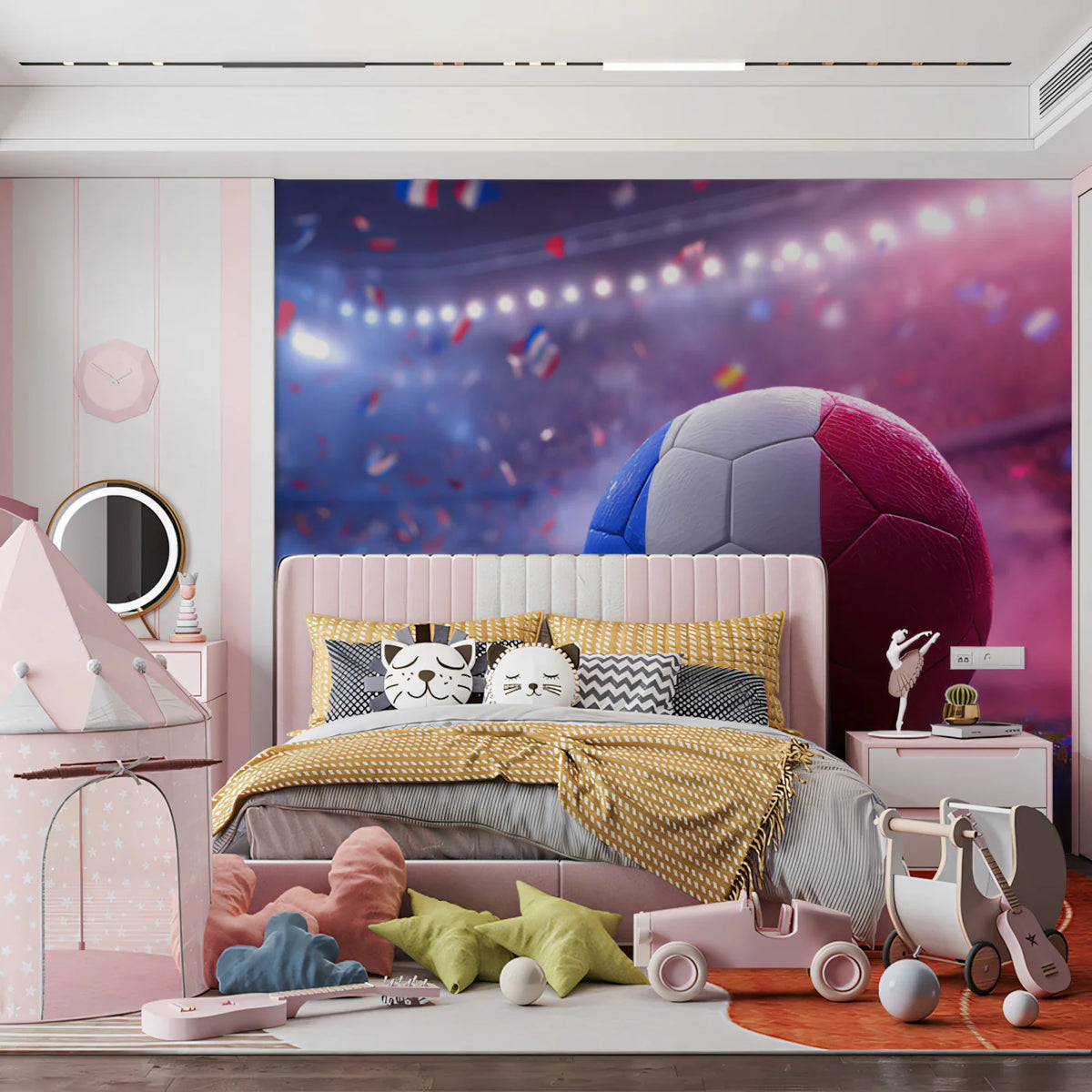 Tricolore Victory Soccer Mural Wallpaper —Stadium Action Design Mural Wallpaper - pure wallpaper artwork